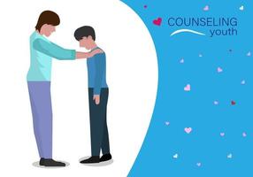 Family Counseling A father is introducing his son's lifestyle, accepting frustrations. And build up strength vector