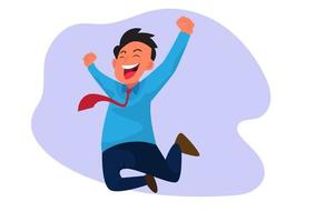 successful businessman jumping with joy business success cartoon male character concept business people emotions. flat style cartoon vector illustration