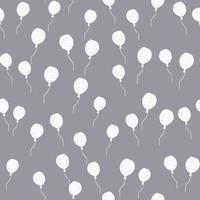 Seamless random pattern with little balloons silhouettes. White simple cartoon ornament on grey background. vector