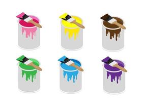 2 Vector Spilled Paint Cans With Brush - Download Free Vector Graphics