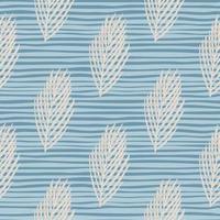 patrón sin costuras de invierno con formas de follaje de abeto. ilustraciones de paleta pastel con fondo de rayas azules. vector