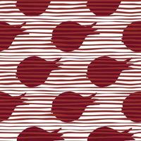 Abstract red pomegranate fruit seamless pattern. Garnet fruit endless wallpaper. Doodle style. vector