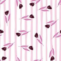 Romantic wildflower seamless pattern on stripe background. vector