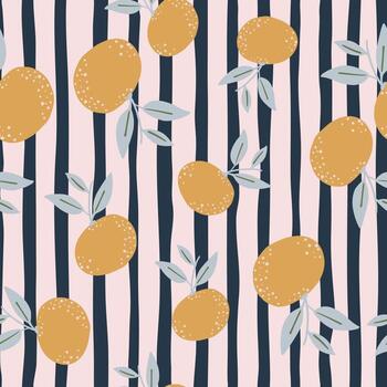 patrones sin fisuras de tonos pálidos aleatorios con formas abstractas de mandarina naranja. fondo rayado estilo simple. vector