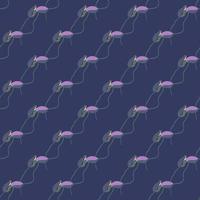 Bloom seamless pattern with decorative lilac poppy bud flowers ornament. Navy blue background. Abstract style. vector