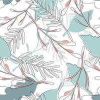 Forest leaves seamless pattern on white background. Modern abstract leaves endless wallpaper. vector