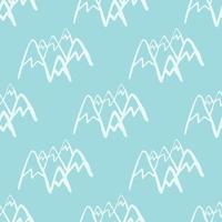 Seamless pattern with mountains on light blue background. White peak rock endless wallpaper vector