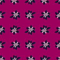 Simple botanic flower silouettes seamless pattern with bright pink background. Nature artwork. vector