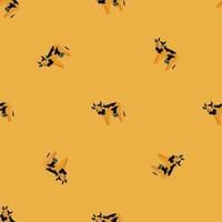 Seamless pattern cow on yellow background. Texture of farm animals for any purpose. vector