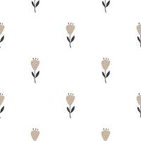 Flower cute seamless pattern. Hand drawn field background. vector