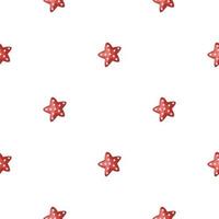 Seamless pattern sea star isolated on white background. Marine starfish templates for fabric. vector