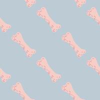 Minimalistic seamless pattern with light pink bones elements. Blue background. Decorative halloween backdrop. vector