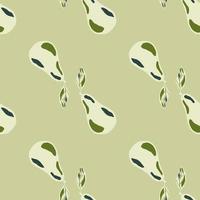 Seamless creative pattern with hand drawn pear ornament on light green pastel background. vector