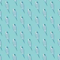 Animal bird seamless pattern with simple parrot elements. Blue background. Tropical zoo backdrop. vector