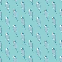 Animal bird seamless pattern with simple parrot elements. Blue background. Tropical zoo backdrop. vector