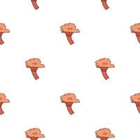 Isolated seamless pattern with pink contoured cantharellus cibarius mushroom print. White background. vector