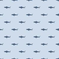 Seamless pattern Tiger shark pastel gray background. Dark gray textured of marine fish for any purpose. vector