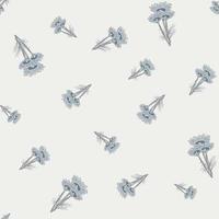 Seamless pattern chamomile on light background. Beautiful ornament summer gray flowers. vector