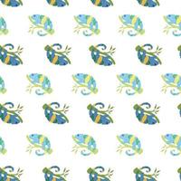 Chameleon seamless pattern. Background of tropical lizard. vector