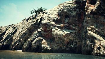 coastal view of a sand beach with cliffs photo