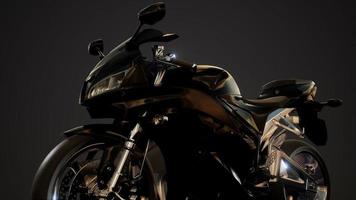 moto sport bike en estudio oscuro con luces brillantes foto