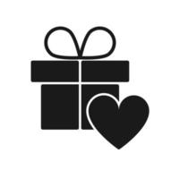 icono de corazón de caja de regalo, diseño plano vector