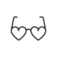 Heart Sunglasses Icon Silhouette, Flat Design. vector