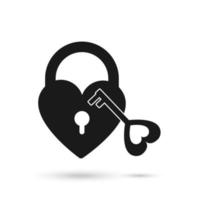 Love Lock With Key Romance Glyph Icon vector