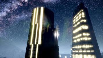 city skyscrapes at night video