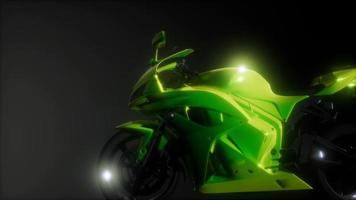moto sport bike en estudio oscuro con luces brillantes foto