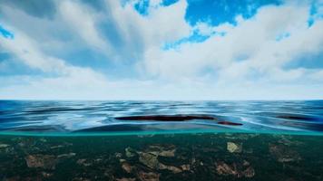 vue sous-marine avec horizon et surface de l'eau divisée par la ligne de flottaison video