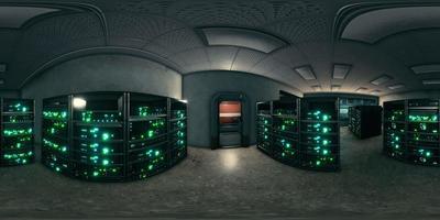 VR360 network server room with computers for digital tv ip communications video