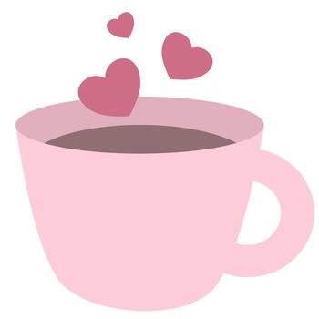 Single flat draw of chocolate cup with heart. vector
