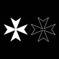 Maltese cross icon set white color illustration flat style simple image vector