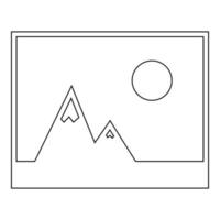 Picture of mountains and Sun icon the black color icon vector