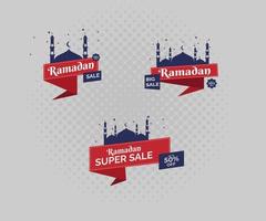 Set Ramadan Sales Ribbons Banner Tag Labels vector