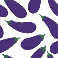 Eggplants Seamless Pattern on White Background Illustration vector