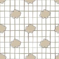 cielo de nubes geométricas de patrones sin fisuras sobre fondo de rayas. papel tapiz de textura nublada simple. vector