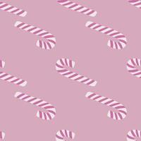 Seamless doodle pattern with christmas lolypop elements. Sweet stylized new year print in light lilac background. vector
