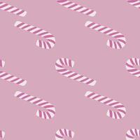 Seamless doodle pattern with christmas lolypop elements. Sweet stylized new year print in light lilac background. vector