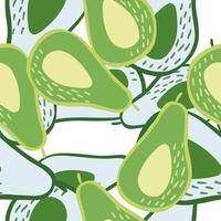 Doodle avocado seamless pattern. Hand drawn botanical backdrop. vector