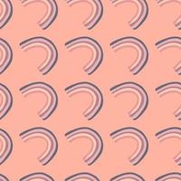 Decorative scandi seamless pattern with simple rainbow ornament. Pink pastel background. vector