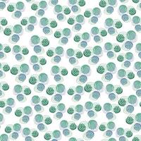 Little scribble circles seamless doodle pattern. Blue and green isolated ornament on white background. vector