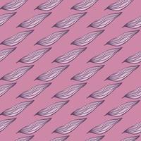 Geometric line leaves pattern on pink background. vector