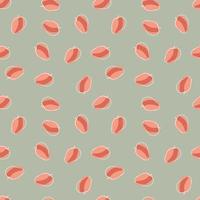 Contoured random little pink apricot elements seamless pattern. Grey background. Natural food print. vector
