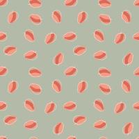 Contoured random little pink apricot elements seamless pattern. Grey background. Natural food print. vector