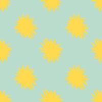 Contrast simple seamless pattern with yellow sun silhouettes. Doodle star ornament on blue background. Bright design. vector
