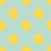 Contrast simple seamless pattern with yellow sun silhouettes. Doodle star ornament on blue background. Bright design. vector