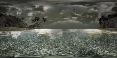 vr 360 doux crépuscule de l'étonnante plage marine tropicale video