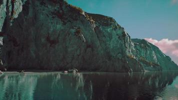 panoramic view of nice colorful huge cliff and sea video